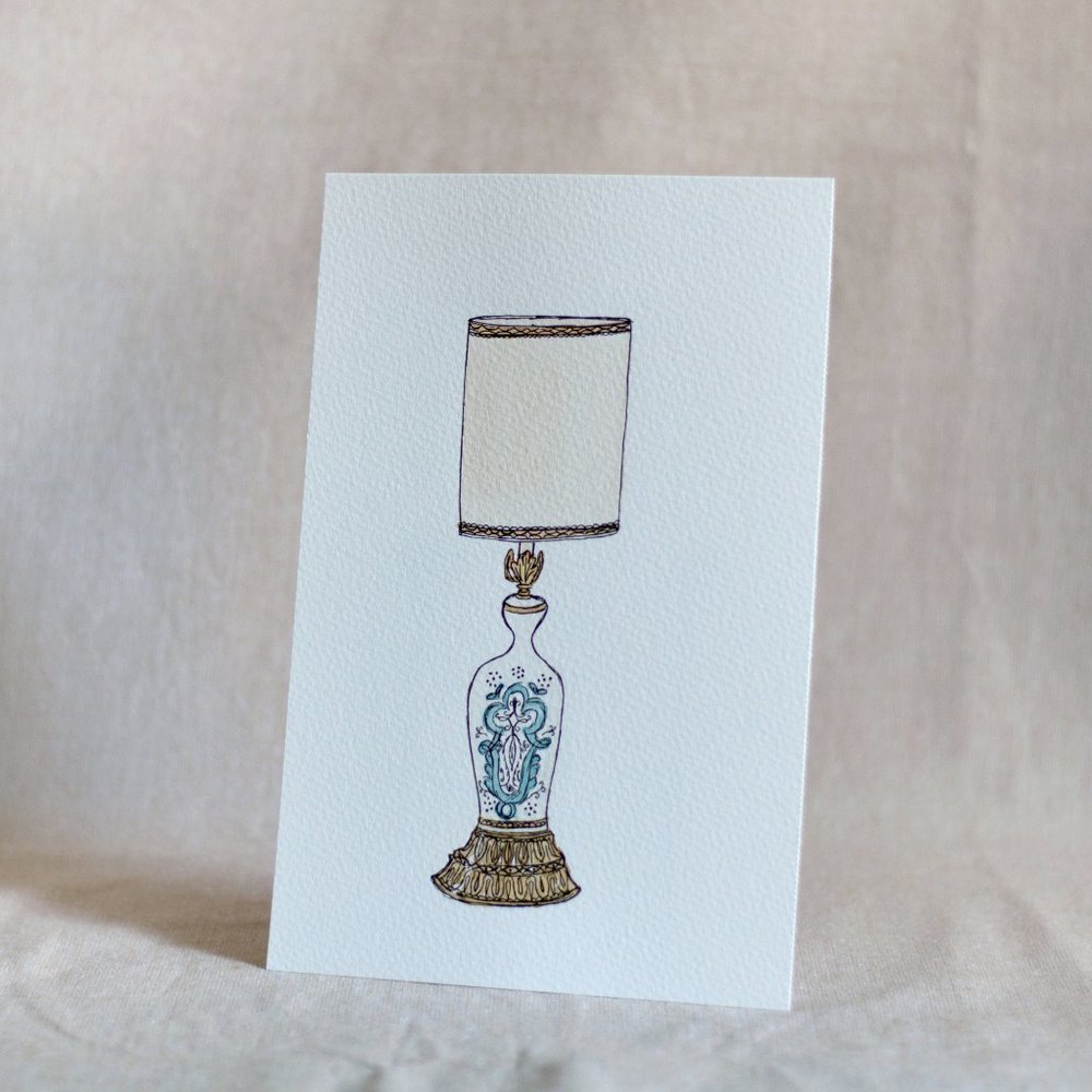 Original Watercolour Illustration "Retro Lamp"